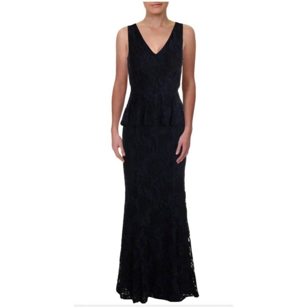 Ralph Lauren Long Formal Kynelle Dress 14 Navy Blue Wedding Party Cruise $270 - Picture 1 of 13